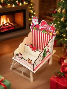 1 Stück handgefertigter Holz-Stifthalter mit Fächern, DIY Weihnachtsmann Deko, geeignet für Weihnachtsszenen