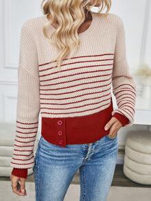 Damen Lässig Farbverlauf Charm Strick Pullover