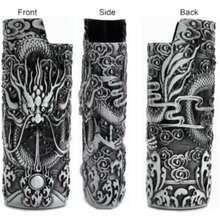 1个复古金属龙纹压花打火机套，适用于BIC J6全尺寸打火机 - 时尚耐用防爆金属打火机盒，防风简约复古耐用 - 彩色 - 查看 7