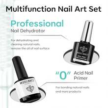 Modelones Nail Dehydrator And Primer With Gel Base & Top Coat Set, Acid Free Acrylic Supplies Primer Glossy Gel Nail Polish Top Coat Starter Kit - 無色 - 查看 4