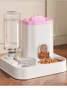 带集成食物盆的自动猫狗饮水机 - 容量 1-10 升，无需电池，现代白色设计，易于清洁和补水 - 耐用的宠物补水解决方案，自动宠物喂食器，时尚的宠物配件，坚固的结构