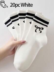 40 peças/30 peças/24 peças Meias Esportivas Confortáveis Unissex, Adequadas para Esportes e Treinamento, Meias Longas Femininas, Adequadas para Uso Casual e Empresarial, Antibacterianas, Macias, Nas Cores Preto e Branco, Resistentes a Odores, Absorventes de Umidade, Leves e Respiráveis, Adequadas para Outono e Inverno, Também Disponíveis em Embalagens de 20 peças/10 peças/8 peças/6 peças/4 peças/2 peças. Altamente Respiráveis.
