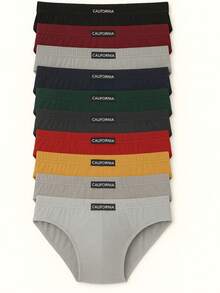Kit Of 9 Traditional Men's Slip Briefs 100% Cotton Comfort - Multicolor - View 3