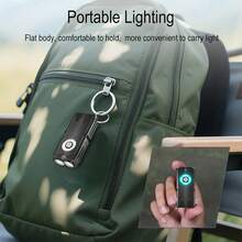 1pc Bright Keychain Flashlight, Mini Rechargeable EDC Emergency Light, Portable Multi-Color Light Source With Clip - Black - View 4