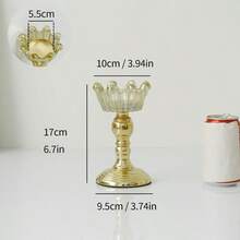 1/3 件水晶皇冠烛台，奢华金色烛台，适用于婚礼餐桌中心装饰、圣诞节、生日装饰、送给朋友的礼物、卧室、客厅、家居装饰、新年庆祝、情人节（无蜡烛）