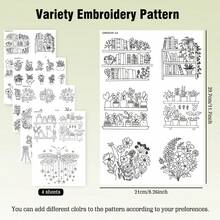 [رقعات التطريز DIY] 2/4 قطع رقعات تطريز لاصقة قابلة للذوبان في الماء - طقم تطريز DIY للمبتدئين للملابس الصوفية والجينز والبلوزات - تتضمن مقاطع فيديو تعليمية، حرف يدوية، طقم DIY، ملابس DIY