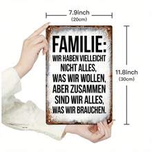 1 Piece German Vintage Metal Wall Art Sign With Quote 'Family: We May Not Have Everything We Need, But Together We Are Enough' - Rustic Iron Art Home Decor For Farmhouse, Office, Bar - Perfect Family Gift For Bedroom, Living Room Or Holiday Decoration, Distressed Effect - Mix - View 4