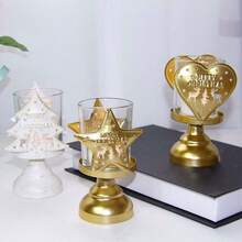 1 Pc Elegant Candle Holder Metal Candlestick Unique Pattern Candlelights Candle Stick For Christmas Dining Setting