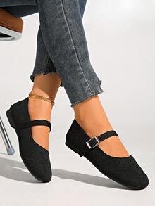 New Vintage Women Flat Ballet Flats With Mary Jane, Spring/Summer/Autumn - Black - View 4
