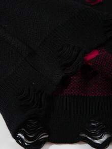 ANDREILEE Men's Casual Loose Fit V-Neck Pullover Sweater, Distressed Black Long Sleeve, Versatile Street Style, Suitable For Spring, Autumn, Winter - Black - View 8