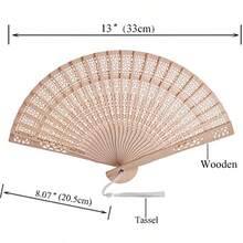 50 Sets Wooden Hand Fan Wood Handheld Folding Fans With Organza Bags And Thank You Tag And Tassels Wedding Party Favors - 如圖 - 查看 2