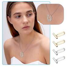 Brooch To Pendant Converter 4Pcs Pins To Pendant Gold And Silver Alloy Set With 1 Silicone Tube Hose Tool For Women Transforming Brooches Into Elegant Necklaces - 金銀 - 查看 8