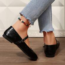 Women Shoes Ballet Flats Square Toe Slip On Casual Comfort Wear - màu đen - Xem 10