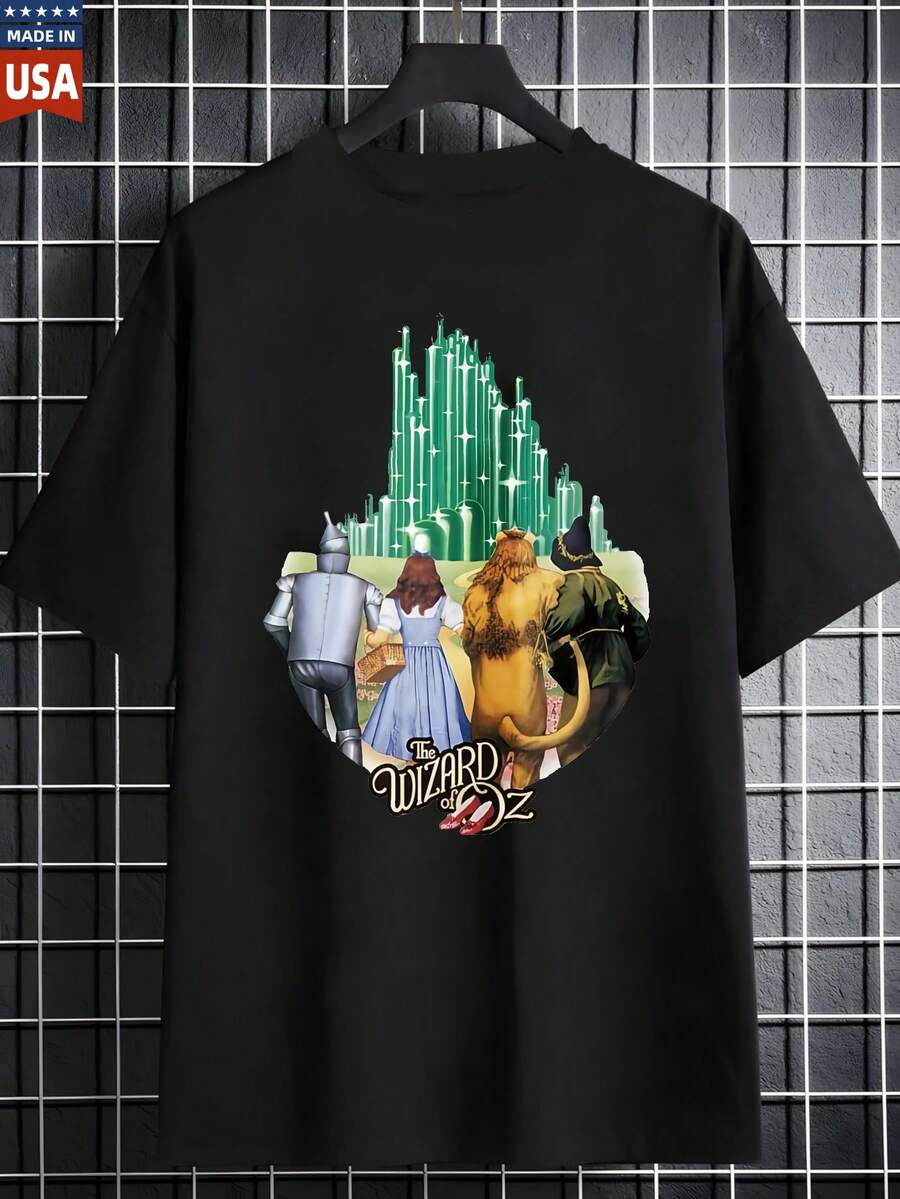 Graphic Wizard Of Oz Print Men's T-Shirt Regular Fit Cotton Casual Style Daily Wear All Season - màu đen - Xem 1