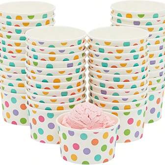50 piezas de tazones de papel para helado, adecuados para cajas de pudín, vasos de yogur, tazas de helado, excelentes para reuniones familiares de verano, picnics al aire libre