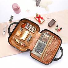 Neceser de Viaje Rígido, Cosmetiquera de viaje rigida, Maleta para Cosméticos y Joyería, Rosa Dorado,negro, plata, marino. - 1 - Ver 7