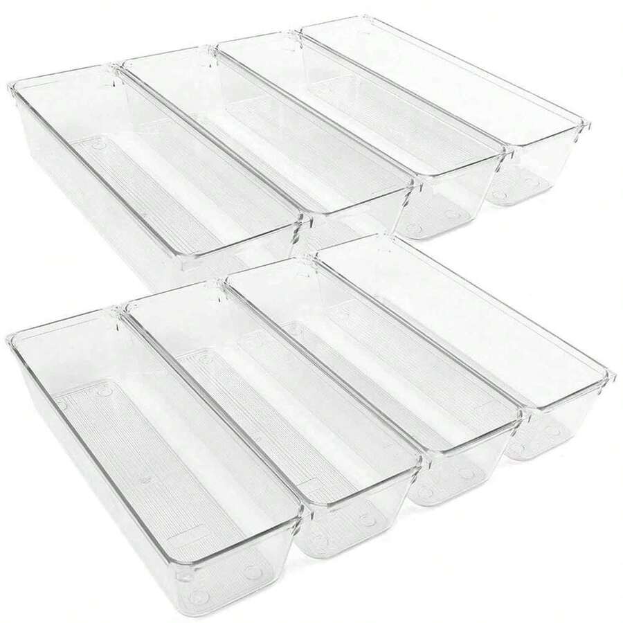 8/6/5/3pcs/Set Transparent Drawer Organizer Boxes, Clothes Storage Containers, Makeup Organizer Boxes, Drawer Divider Trays - Clear - View 1