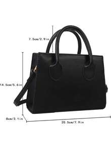 Solid Color Pu Handbag, Simple Casual Small Square Bag, Commuter Mini Shoulder Bag, Fashionable Crossbody Bag For Outings - Black - View 10