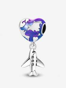 1pc 925 Sterling Silver Colorful Heart Shaped Pendant, Suitable For Women Bracelet, Bangle DIY Jewelry Making And Daily Outfit Matching, An Ideal Accessory For Girls