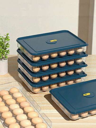 24-Grid Extra Thick Upgraded Egg Storage Box With Lid, Deep Grooves, Dust-Proof And Anti-Roll Refrigerator Fresh Egg Holder, Essential For Christmas Kitchen