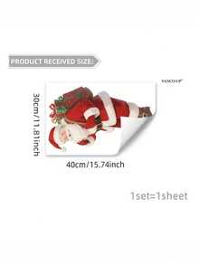 1pc Santa Claus Window Stickers - Static Attachment Christmas Holiday Decorations With Gifts, Residue Free Removable Home Door Glass Stickers - Easy To Apply PVC Christmas Decorations (30.48x40.64cm), Indoor Snowy Winter Scene - Multicolor - View 7