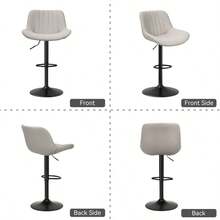 Hawsaiy Adjustable Bar Stools Set Of 2, Swivel Counter Height Bar Chairs With Back, Modern Technical Fabric Barstools Kitchen Island Home, Light Gray