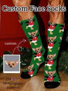 Customizable Pet Portrait Christmas Stocking, Custom Knitted Family Stockings, 2025 Holiday Stocking With Name, Family Christmas Stockings. Gifts For Family, Gifts For Kids, Gifts For Her, Christmas Stockings, Christmas Gifts
