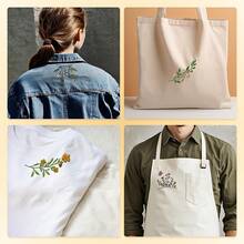 Bộ 29 miếng giấy ổn định thêu hoa và dây leo, que thêu tan trong nước 21,08cm x 29,72cm và nhãn dán may, 4 tờ giấy dập viền hoa thêu, kèm theo 9 video hướng dẫn các mũi thêu. - Nhiều màu - Xem 6