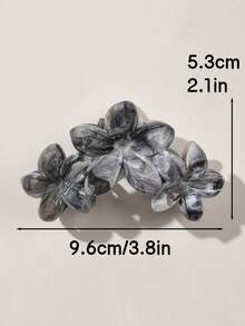 4个ABS材质蓝色优雅大理石渐变雏菊拼接发爪夹，波西米亚海滩度假风发饰，适合马尾辫和盘发，秋季发夹，时尚发饰，冬季度假装扮，女士夏季 - 彩色 - 查看 3