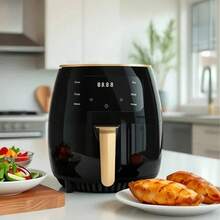 Black Air Fryer, 6L Large Capacity, 1400W High Power, 8 Cooking Presets, Digital Display