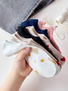 5 pares de calcetines invisibles de mujer con lazo dulce y sencillo, adecuados para primavera y verano