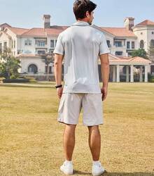 Mens Golf Shirt Short Sleeve Dry Fit Print Moisture Wicking Performance Patterns Collared Polo Shirt With Pocket-2025 - Màu Xám nhạt - Xem 8