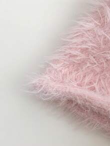 1 件蓬松卷曲粉色帽子，可爱甜美针织女帽，多功能耳暖帽，秋冬 - 彩色 - 查看 5