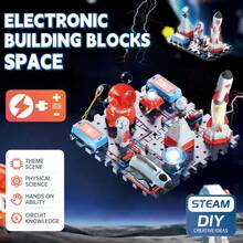 电子积木物理电路组装科学实验益智玩具 / 多件套拼图科学教育 / 红绿灯 + 行星灯 + 电路迷宫 + 铃声 + 警示灯 + 风扇旋转 + 声控录音，适合男孩和女孩作为完美的礼物