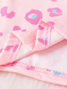 New Girls Pyjama Set Playful And Cute Pink Leopard Print Pajama Set Young Girl Round Neck Long Sleeve Casual And Comfortable Young Girl Clothes Two Pieces Set Suitable For All Seasons