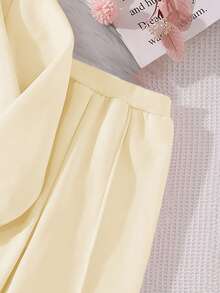 Left Mama 两件套女童印花保暖长袖上衣和直筒裤套装，秋冬季 - 米色 - 查看 6