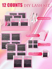 12pcs False Eyelashes Set, Including Super Dense/Extra Dense/Dense/Voluminous/Spiky/Lower Lashes, Waterproof, Suitable For Beginners And Experienced Users, Easy DIY At Home, Soft & Comfortable, Easy To Wear, Create Natural Makeup Look, Suitable For Daily Makeup - Black - View 3