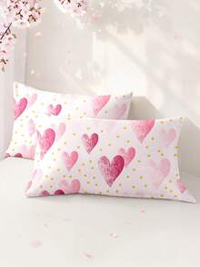 1pc/2pcs/4pcs Black And White Heart Pattern Pillow Cover Set (Pillow Inner Not Included), Soft & Comfortable, Suitable For All Seasons