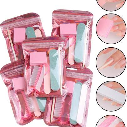 美甲工具套装、迷你指甲锉、抛光垫和棒 - 无味，适用于 DIY 珠宝抛光和指甲护理、亚克力指甲刷、柔软美甲修脚刷，用于除尘清洁