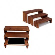 3 piezas/6 piezas Exhibidores de madera, estantes de madera decorativos rectangulares, soportes para cupcakes, organizador de colonias y perfumes, vitrina para postres