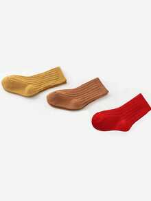 3 双婴儿纯色舒适中筒袜，适合 1-3 岁儿童日常穿着，秋冬季 - 彩色 - 查看 7