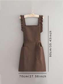 1pc Customized Printed Stylish Korean Apron, Waterproof And Stain Resistant, Apron Cute Lace Skirt Apron,Black Stain Resistant Apron,Sleeveless Apron,For ,Home, Kitchen,Nail Shop,Cooking, Baking, Nail Salon, Women Work Uniform,Coffee Smock,Home Cooking Clean Sleeveless Bib Apron