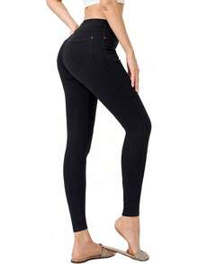 Women's Denim Jeggings Stretch Pull-On Jegging Casual Pants With Pocketshalloween - 米色 - 查看 5