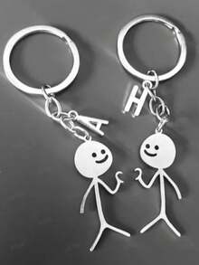 1 par de llaveros personalizados para parejas, se puede personalizar con la inicial, adecuado para el Día de San Valentín, novia, estudiantes, se puede colgar en llaves, bolsos o usar como decoración