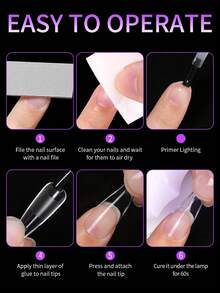 120/504pcs Long Teardrop Soft Gel Nail Tips, Transparent Matte Full Cover Nail Extensions, Pre-Shaped Acrylic False Nails, DIY Nail Art Products - Clear - View 6
