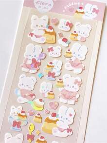 1张可爱兔子系列贴纸，彩虹兔子配金属闪粉，适合韩流粉丝、日记装饰和日常使用。 - 彩色 - 查看 2