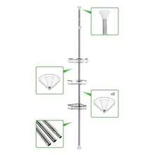 Telescopic Shower Shelf Made Of Metal, Corner Shelf, Bathroom Shelf, Telescopic Shower Shelf, Wall Shelf, 3 /4 Levels, Stainless Steel - 銀色-3層 - 查看 4