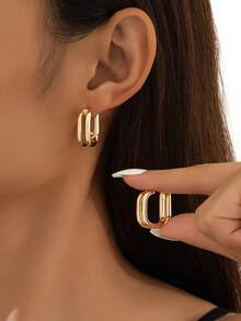 1 Pair Minimalist & Fashionable High-End Design Hoop Earrings, Suitable For Women's Daily Or Party Wear