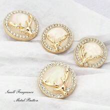 10pcs Christmas Diamond Studded Deer High-End Button, Gold Button, Suitable For Decorating Coats, Sweaters, Cardigans, Shirts And Other Clothing, Classic Style For Women's Coats, - Gold - View 10