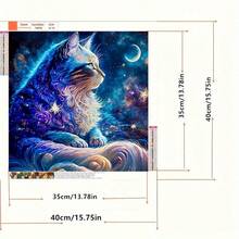 1 قطعة طقم الرسم بالألماس القطة النجمية السحرية - فسيفساء 5D مع قطة زرقاء لامعة وخلفية كونية، 40x40 سم، مثالي لديكور المنزل، فن الديكور المنزلي | تصميم ليلة نجمية | ديكور القطط